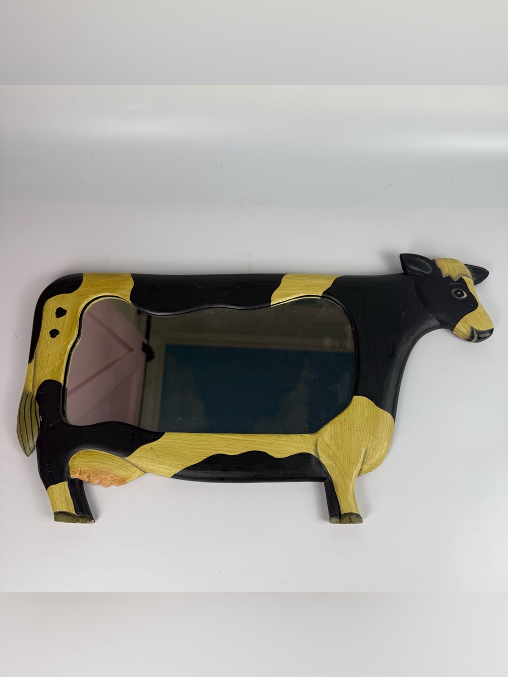 Vintage Wooden Cow Mirror Country Cottage  Approx. 18”x11” Cottagecore